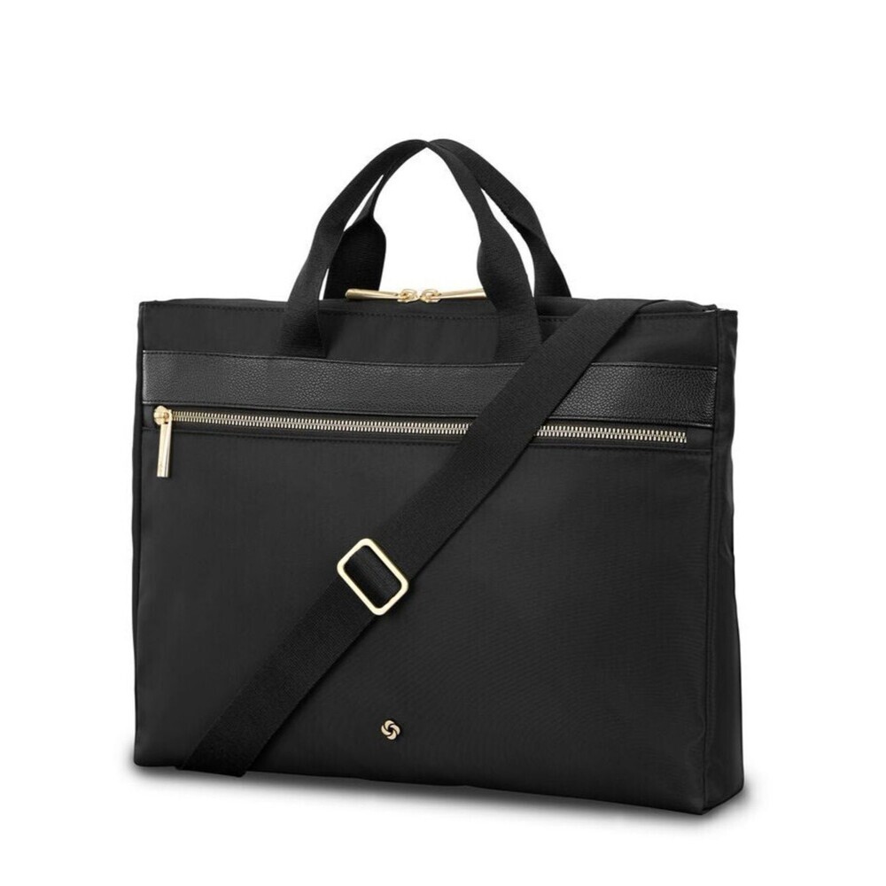 Samsonite Black Briefcase Gold MOBILE SOLUTION 2 CONVERTIBLE SLIM BRIEF, bag